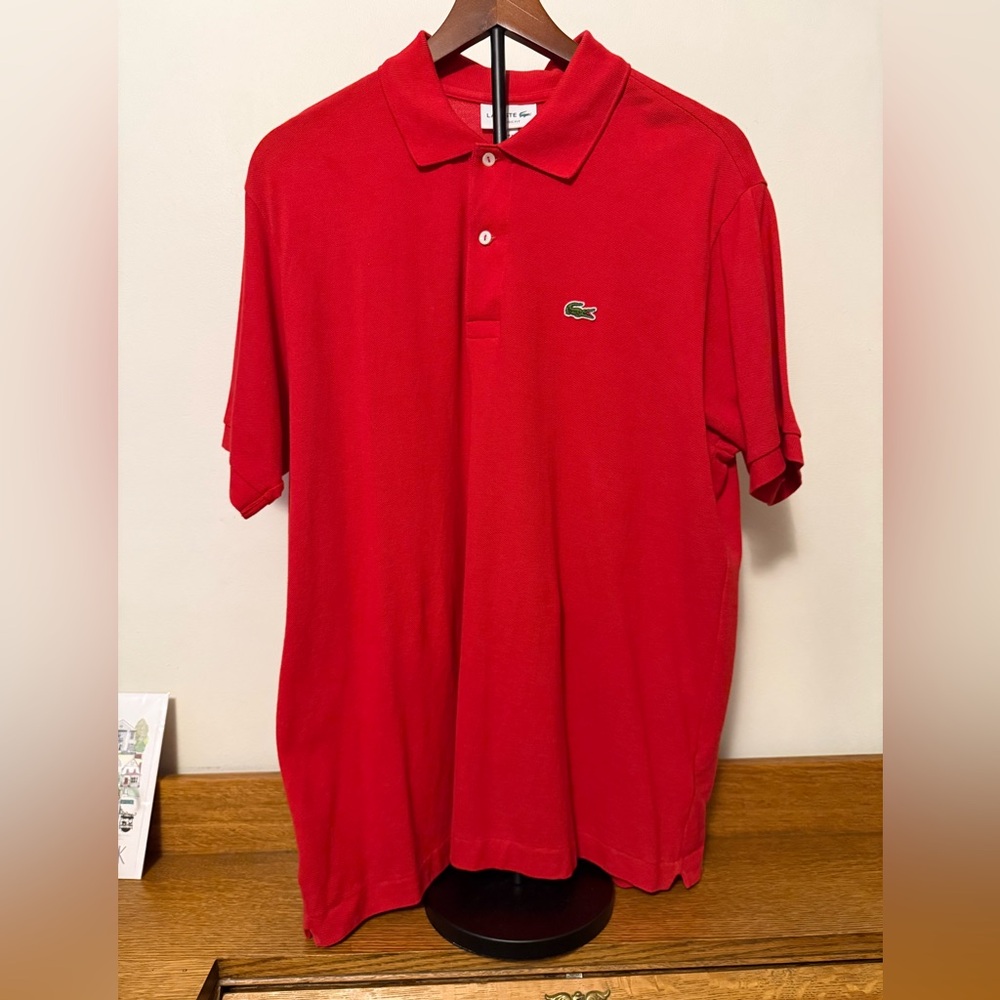 Lacoste Red Polo Shirt Classic Fit Cotton Piqué, FR 6 - US XL, Made in Peru